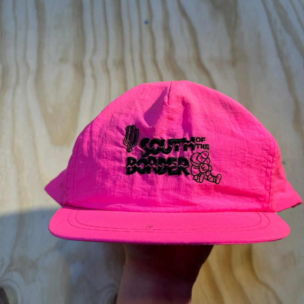 Vintage South of the Border Neon Pink Nylon Snapback Hat Pedro Souvenir OSFM
